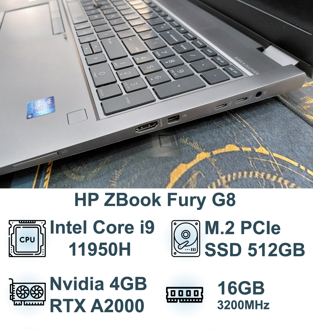 لپ تاپ اچ پی HP Zbook Fury G8 پردازنده Intel Core i9 نسل 11 | 16GB RAM | 512GB SSD | RTX 4GB VGA