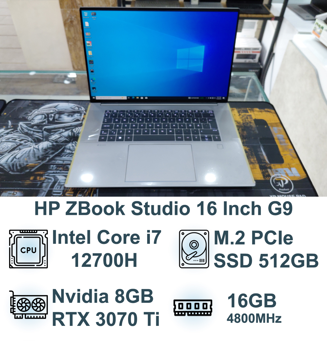 لپ تاپ اچ پی HP Zbook Fury 16 G9 پردازنده Intel Core i7 نسل 12 | 16GB RAM | 512GB SSD | RTX 3070 Ti 8GB VGA