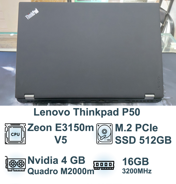 لپ تاپ لنوو Lenovo ThinkPad P50 پردازنده Zeon E31505mv5 | 16GB RAM | 512GB SSD | Quadro 4GB VGA