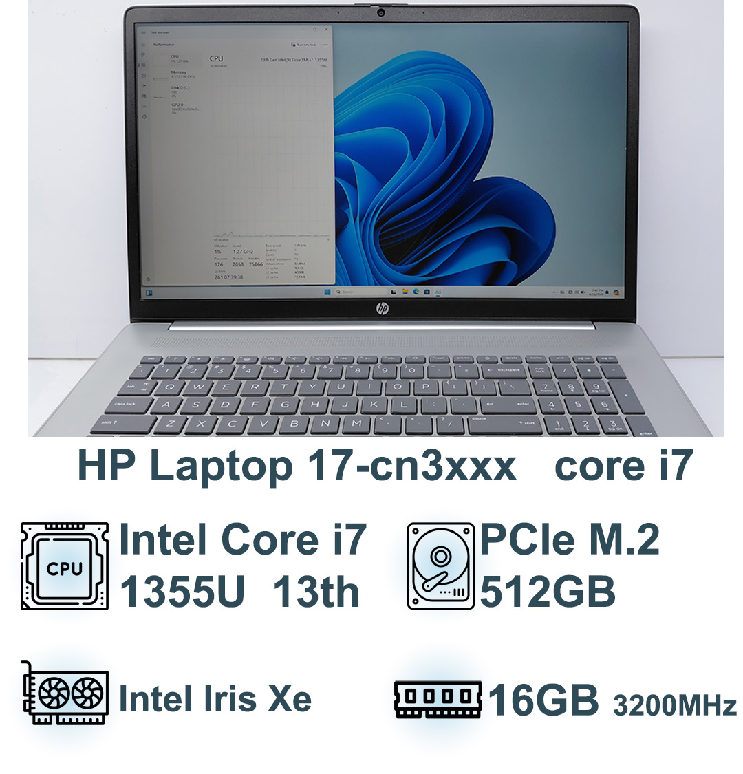 لپ تاپ HP Laptop 17-cn3xxx پردازنده Intel Core i7 نسل 13 | 16GB RAM | 512GB SSD | 17" FHD | اوپن باکس