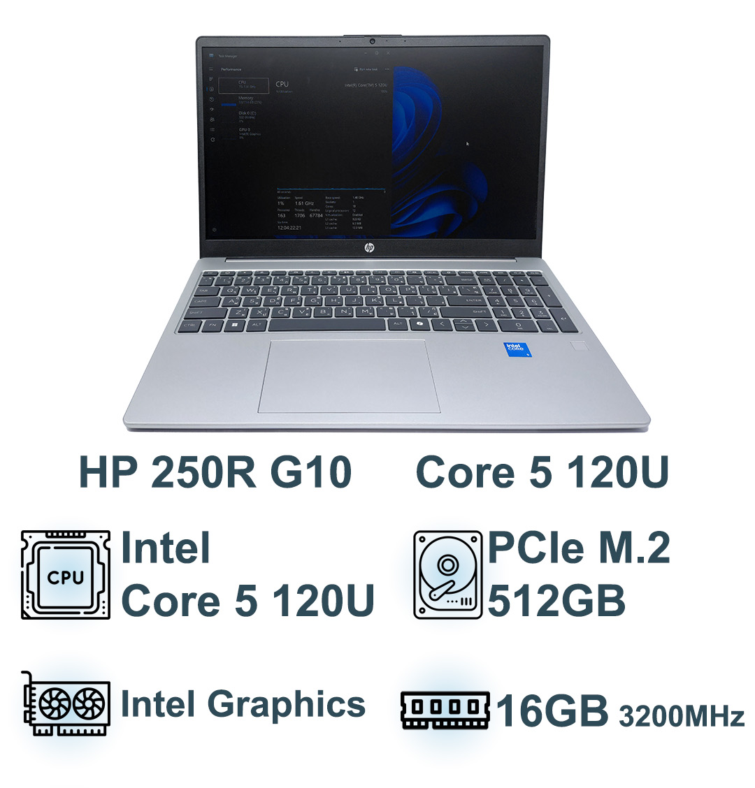 لپ تاپ اچ پی HP 250R G10 پردازنده Intel Core 5 120U اوپن باکس 5 | 16GB RAM | 512GB SSD | Silver Gray