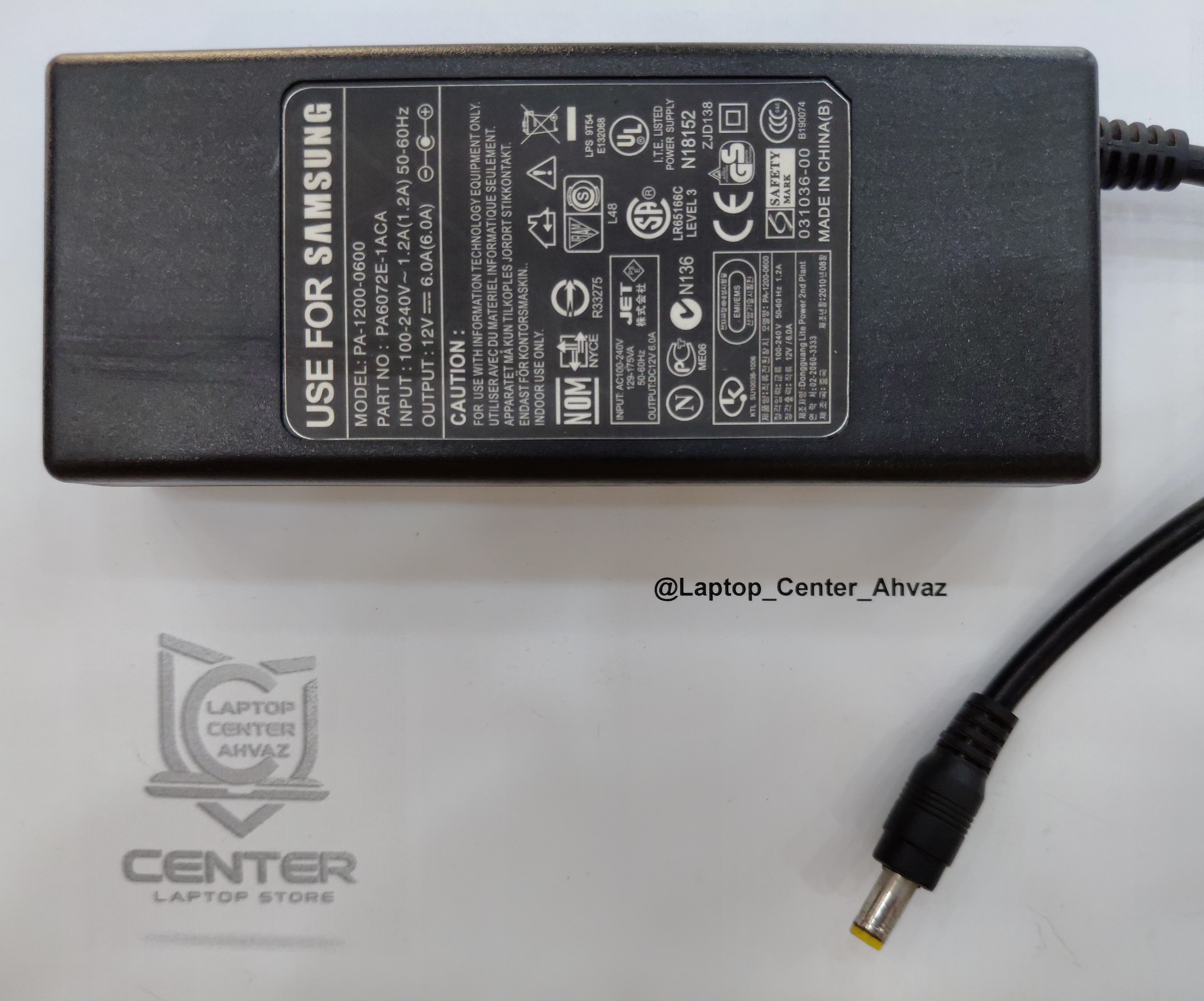 شارژر لپ تاپ Samsung خروجی 12 ولت 6.0 آمپر PA-1200